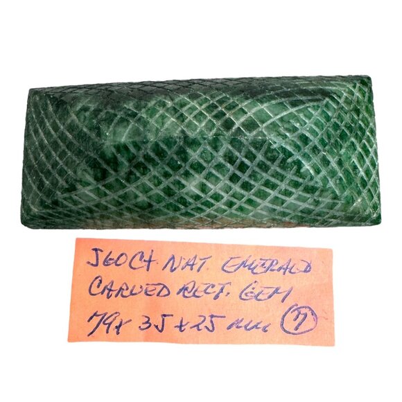 Natural Emerald Carved Rectangular Gemstone 79x35x25mm 111.62g 560 Carats - Picture 5 of 8